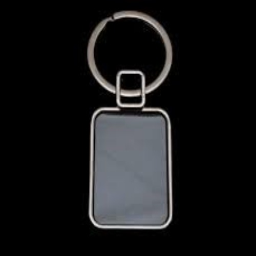 Square Shape Metal Keychain with Black Insert (SS-217)