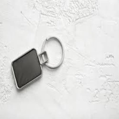 Square Shape Metal Keychain with Black Insert (SS-217)