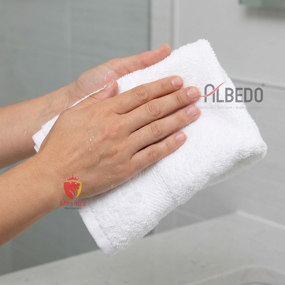 Hand Towel - Linen Material, 12x15 Inches, White Color | Quick Dry, Plain Dyed, No Shrinkage, Plain Style