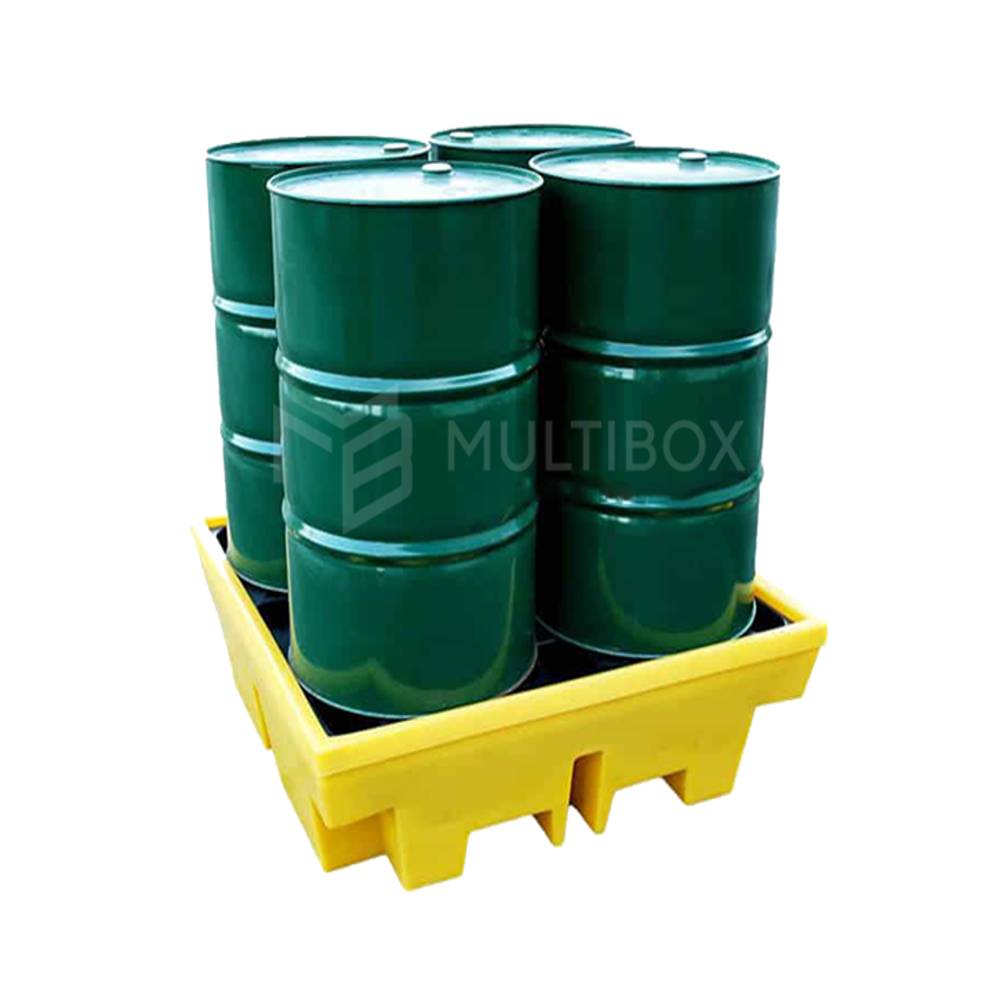 Spill Containment Pallet Four 4 Drum Polyethylene 1300x1300x200 mm