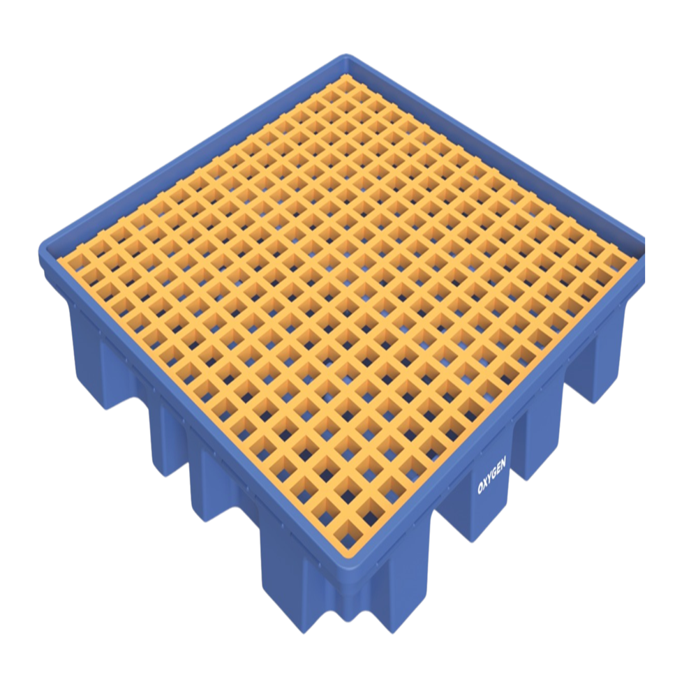 Spill Containment Pallet Four 4 Drum Polyethylene 1300x1300x200 mm