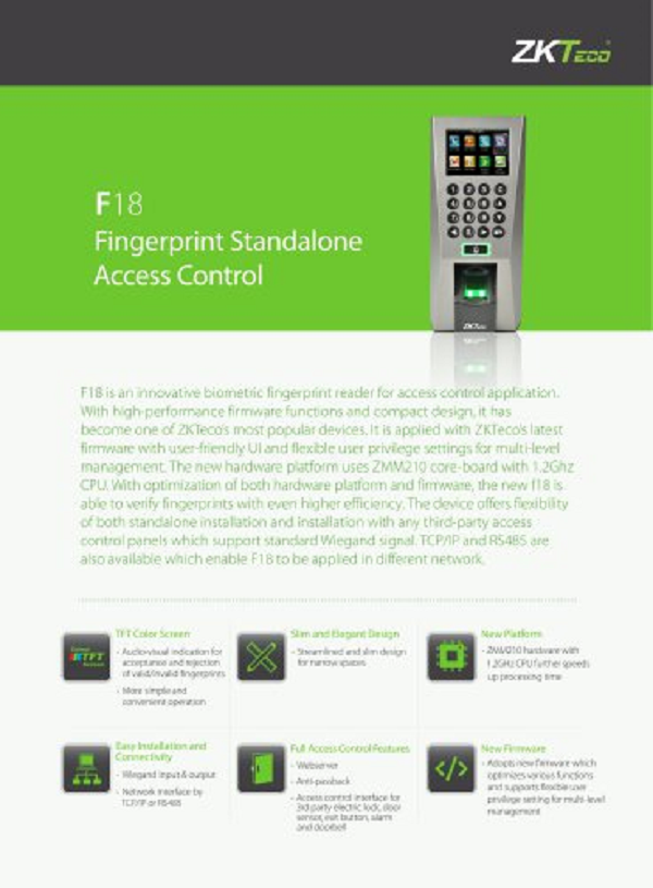 F18 Standalone Access Control - Accuracy: <99  %