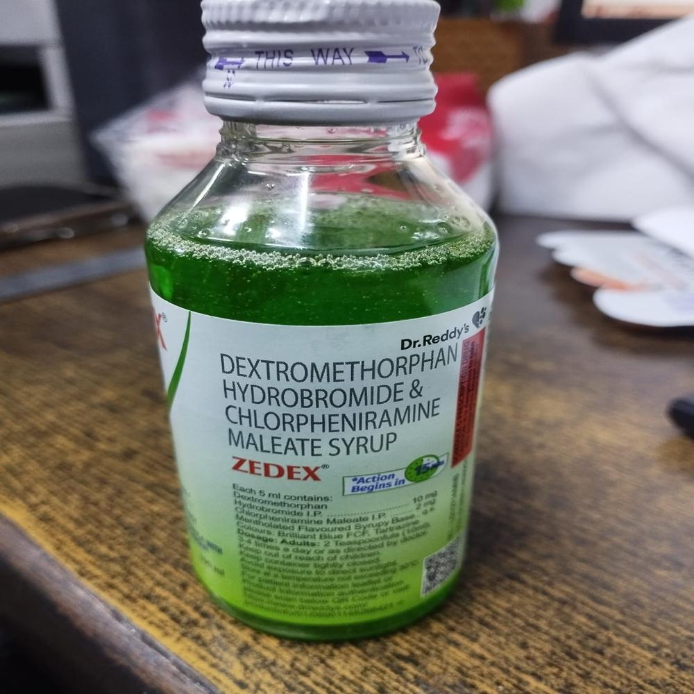Zedex cough syrup( Chlorpheniramine Maleate (2mg/5ml) + Dextromethorphan Hydrobromide (10mg/5ml)