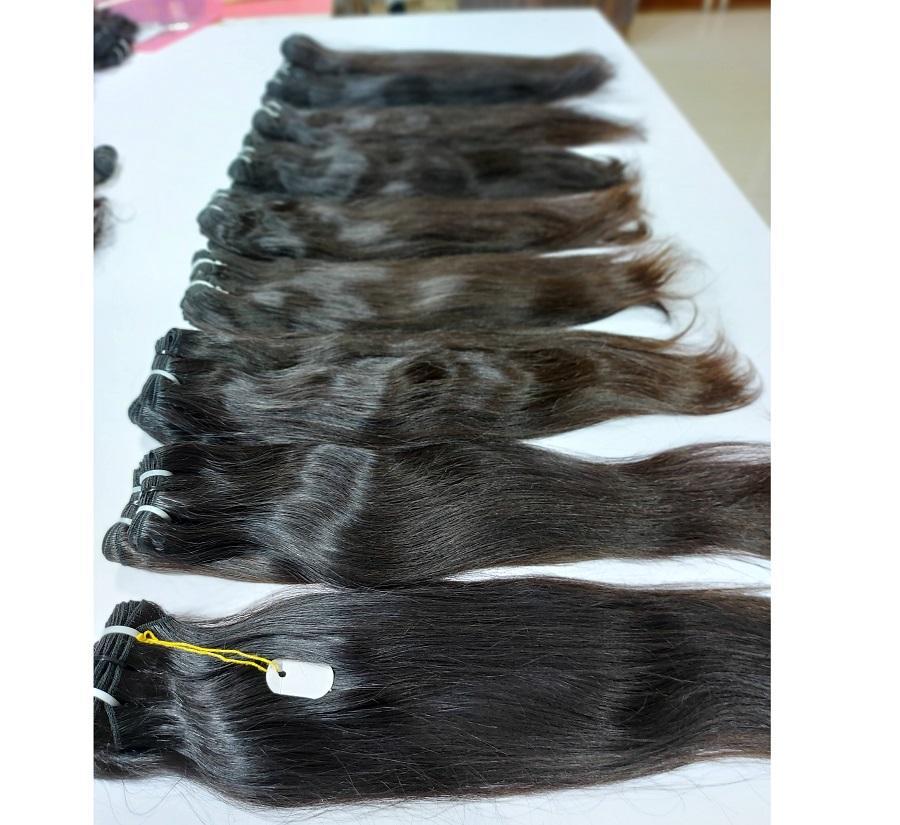 South Indian Straight Human Hair Bundles Raw & Unprocessed Black 100gm Size - 22