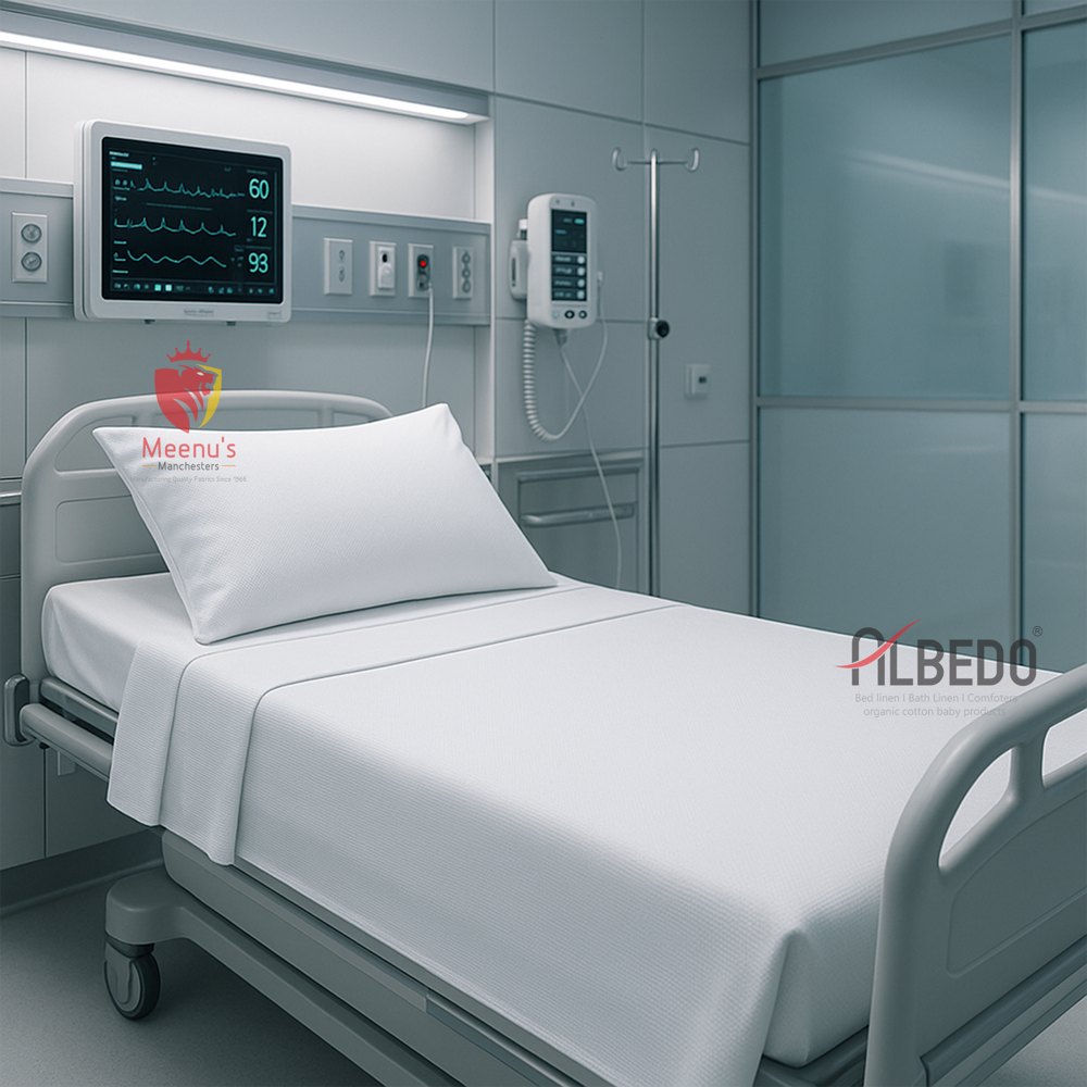 Plain White Hospital Bedsheets - Cotton Material, 60"(w) Inch , Manually Operated, Durable Design For Hospital Use