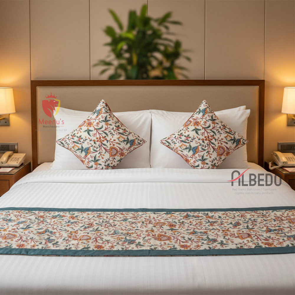 Hotel Plain Solid Bed Runner - Color: Multi Colour