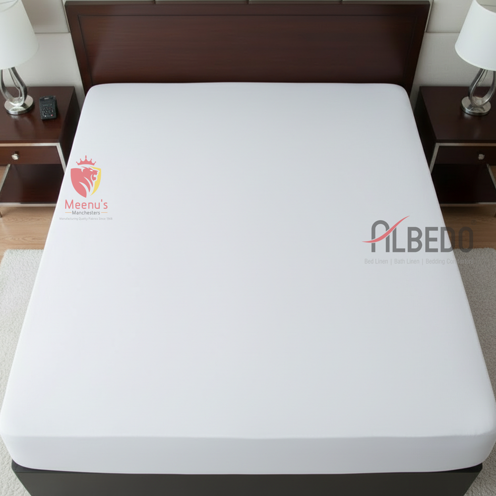 Hotel Mattress Protector - 100% Cotton, 72"x72", White Color | Washable, No Shrinkage, Plain Pattern