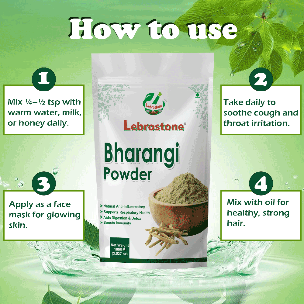 Lebrostone Bharangi Powder Supports Respiratory Health, Natural Anti-Inflammatory, Aids Digestion & Detox, Boosts Immunity|100g