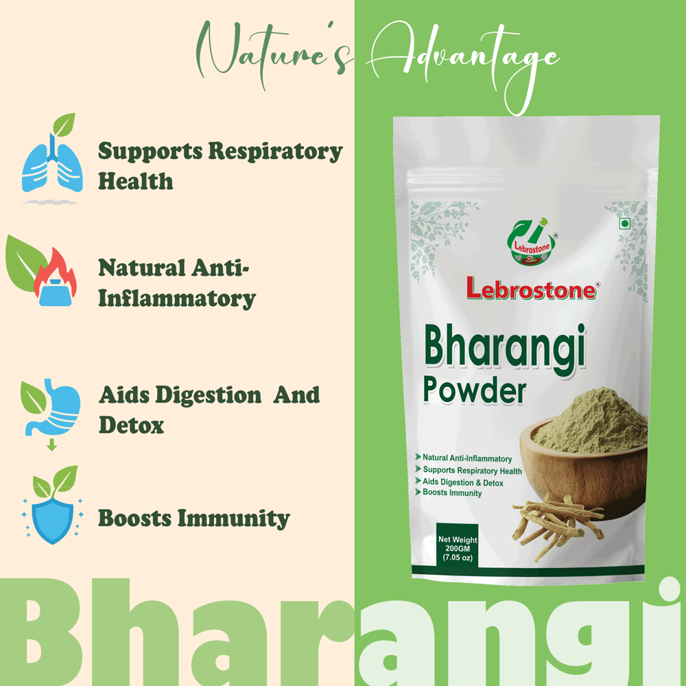 Lebrostone Bharangi Powder Supports Respiratory Health, Natural Anti-Inflammatory, Aids Digestion & Detox, Boosts Immunity|200g