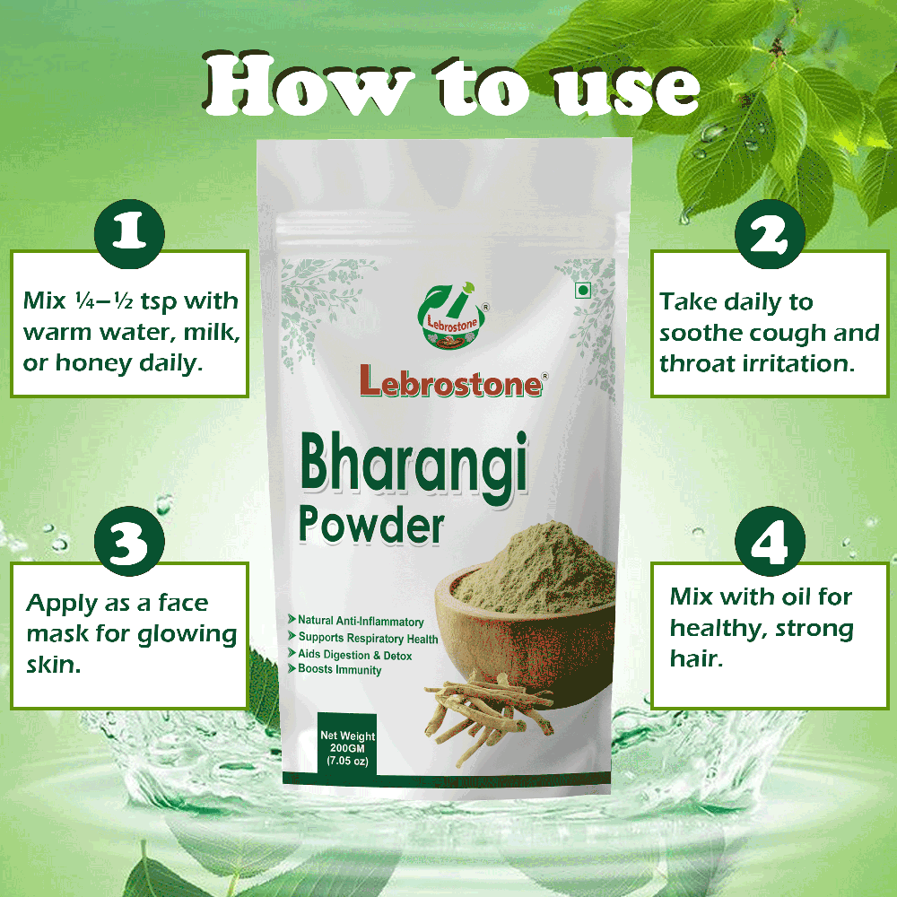 Lebrostone Bharangi Powder Supports Respiratory Health, Natural Anti-Inflammatory, Aids Digestion & Detox, Boosts Immunity|200g