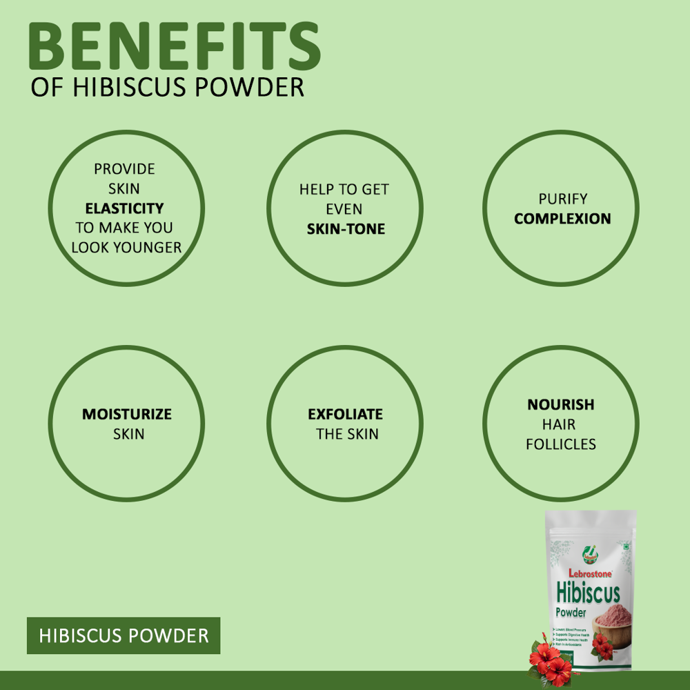Lebrostone Hibiscus Rosa Sinensis Powder  Enhances Skin Elasticity, Promotes Even Skin Tone, Purifies Complexion, Moisturizes Skin|100g