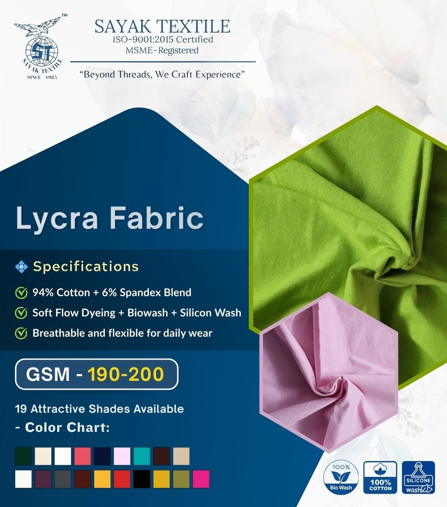 Lycra Fabrics - Application: Tshirts