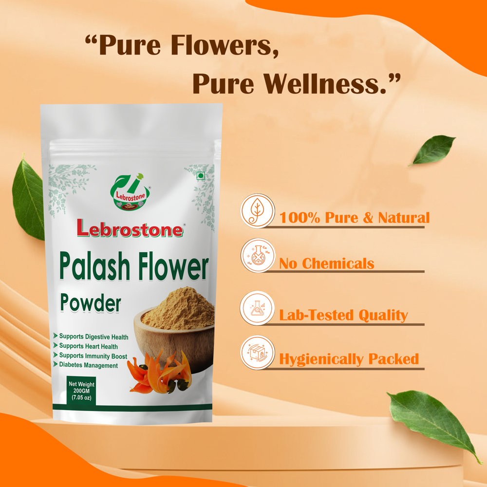 Lebrostone Palash Flowers Powder Skin Glow & Brightness, Hair Nourishment & Strength, Immunity Booster, Detox & Rejuvenation(200g)