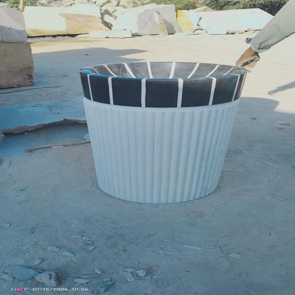 Italian Marble Pedestal Wash Basin - Color: White