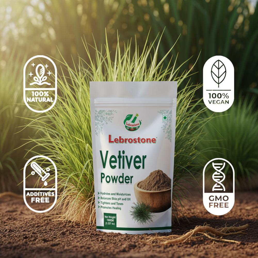 Lebrostone Vetiver Face Pack Powder (100g) | Cools Body, Supports Skin Health & Relieves |100g