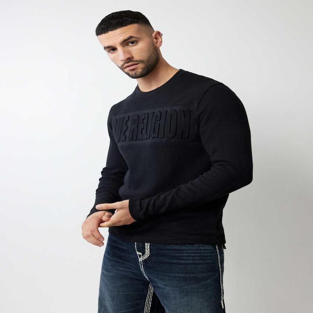 M11490 TRUE RELIGION Mens Embossed Waffle T-Shirts
