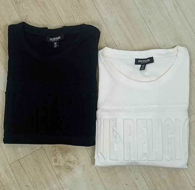 M11490 TRUE RELIGION Mens Embossed Waffle T-Shirts