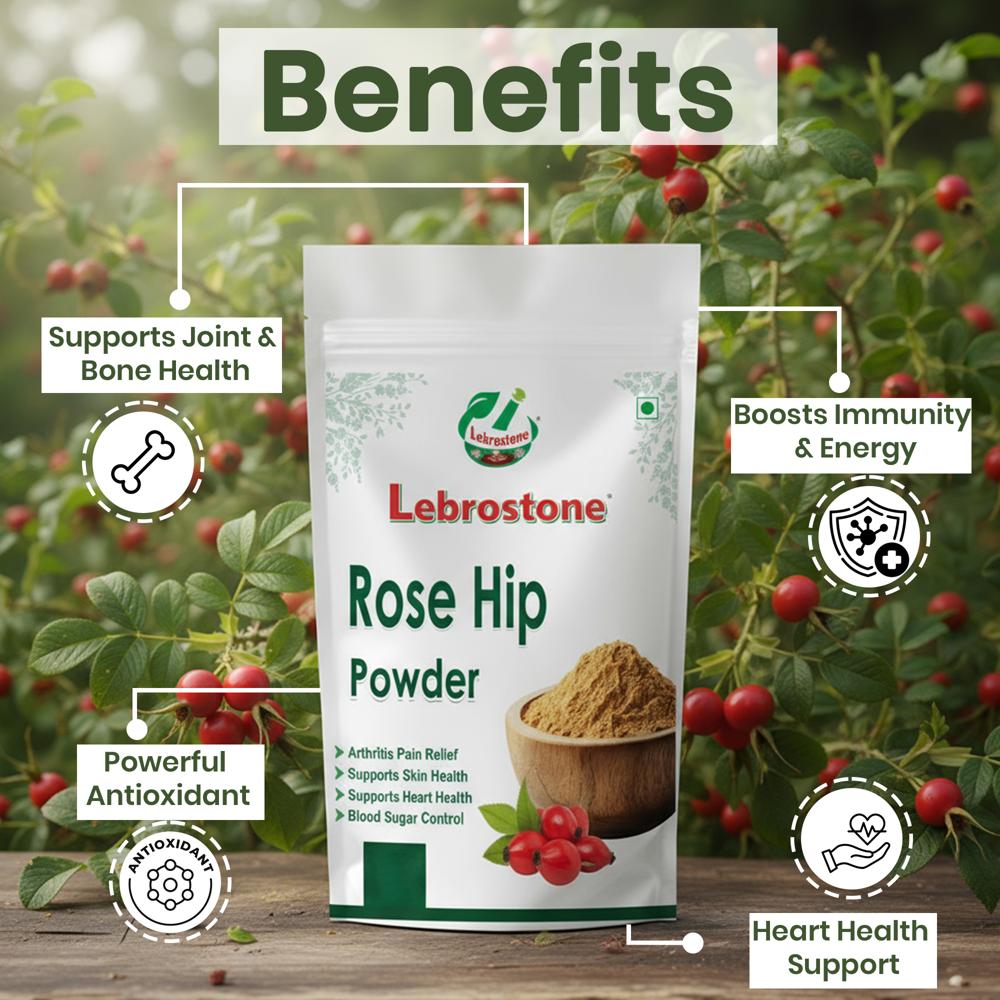 Lebrostone Rose Hip Fruits Powder Supports Joint & Bone Health, Boosts Immunity & Energy, Heart Health Support, Powerful Antioxidant(200g)