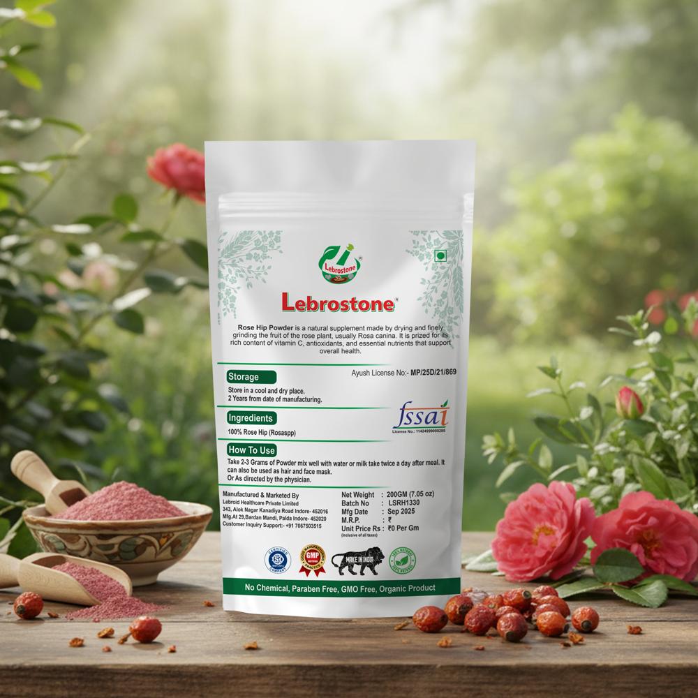 Lebrostone Rose Hip Fruits Powder Supports Joint & Bone Health, Boosts Immunity & Energy, Heart Health Support, Powerful Antioxidant(200g)