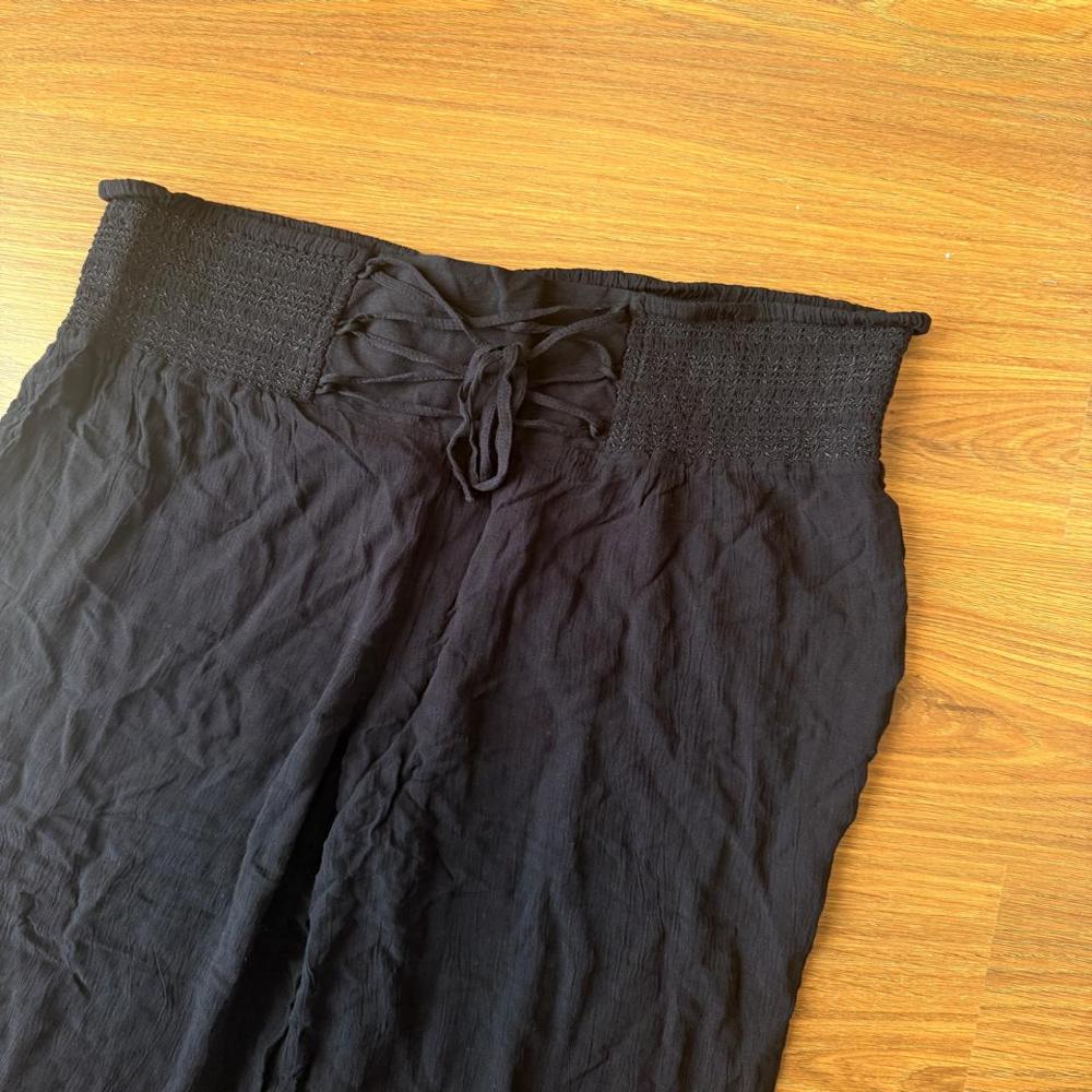 W13446 CAMAIEU Ladies Smocked Waist Crepe Woven Pant