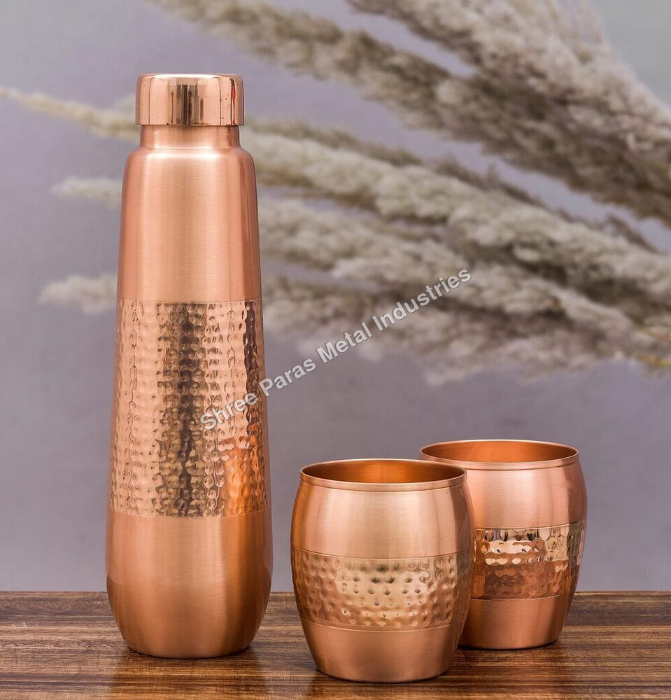Copper Water Bottle With Glass