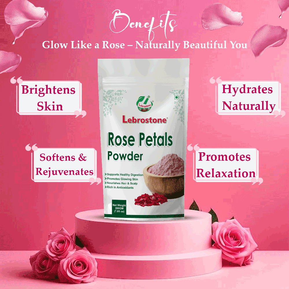 Lebrostone Herbal Rose Petals Powder  Natural Skin Brightening, Hydration, Softening & Relaxation Support(200g)