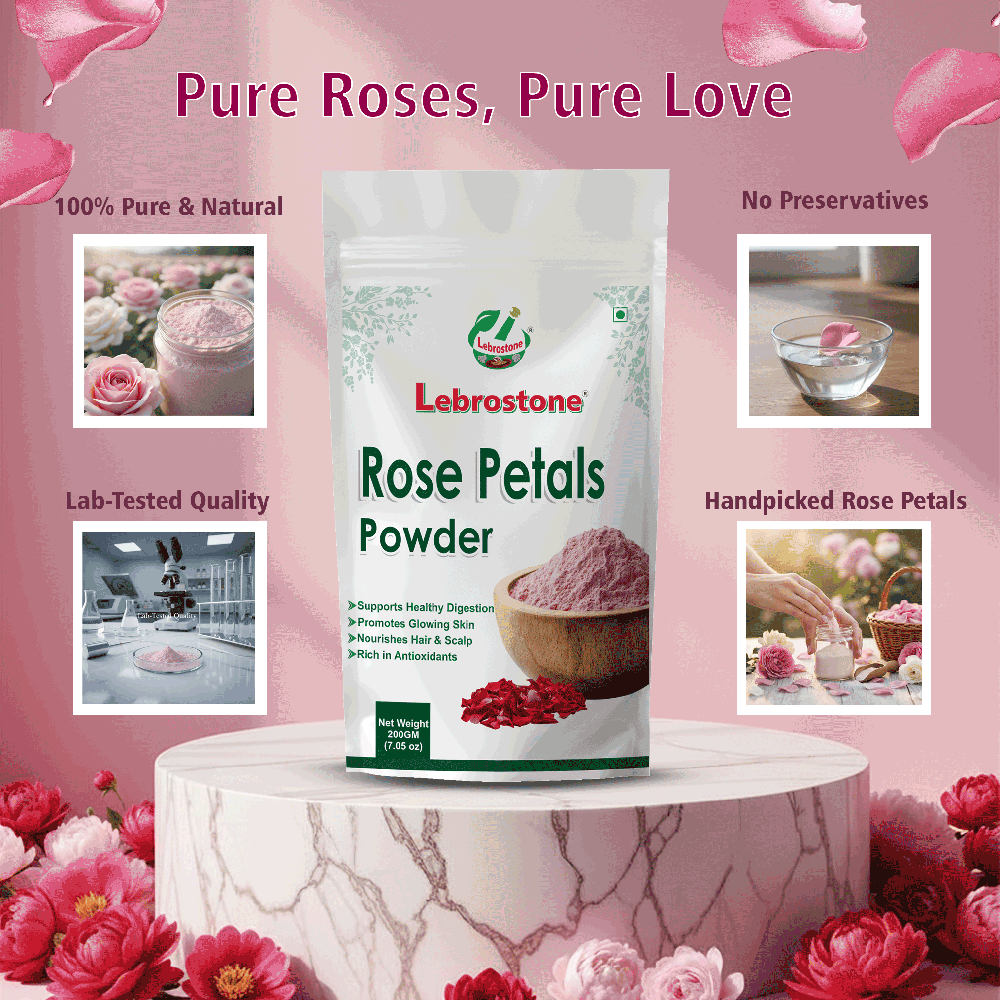 Lebrostone Herbal Rose Petals Powder  Natural Skin Brightening, Hydration, Softening & Relaxation Support(200g)
