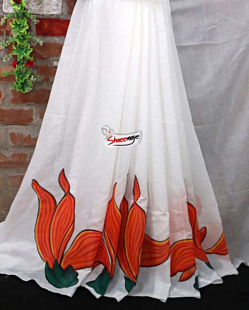 Polash Boni Hand Painted Khadi Saree