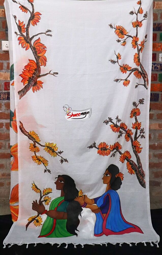 Polash Boni Hand Painted Khadi Saree