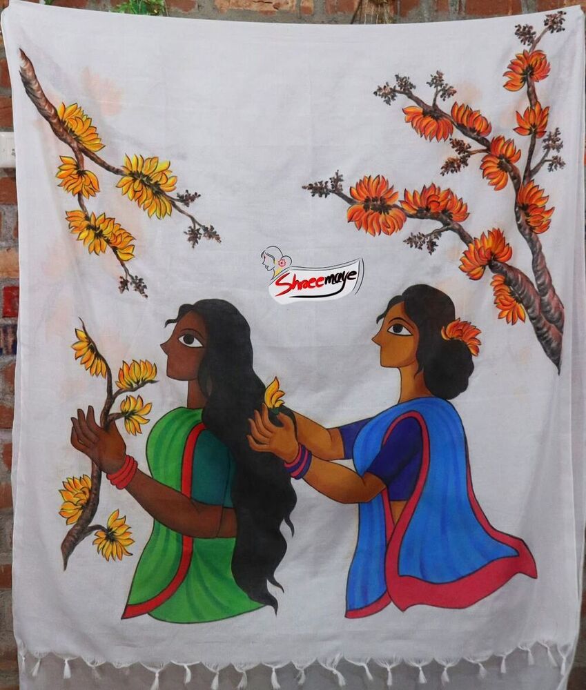 Polash Boni Hand Painted Khadi Saree