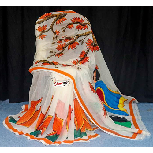 Polashboni Hand Painted Semi Tussar Saree