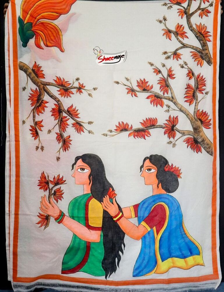 Polashboni Hand Painted Semi Tussar Saree