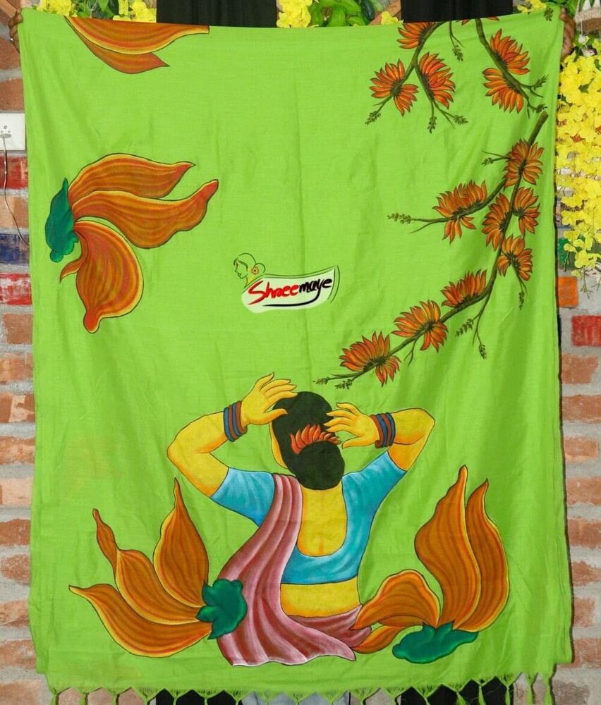 Sonajhuri Hand Painted Khadi Saree