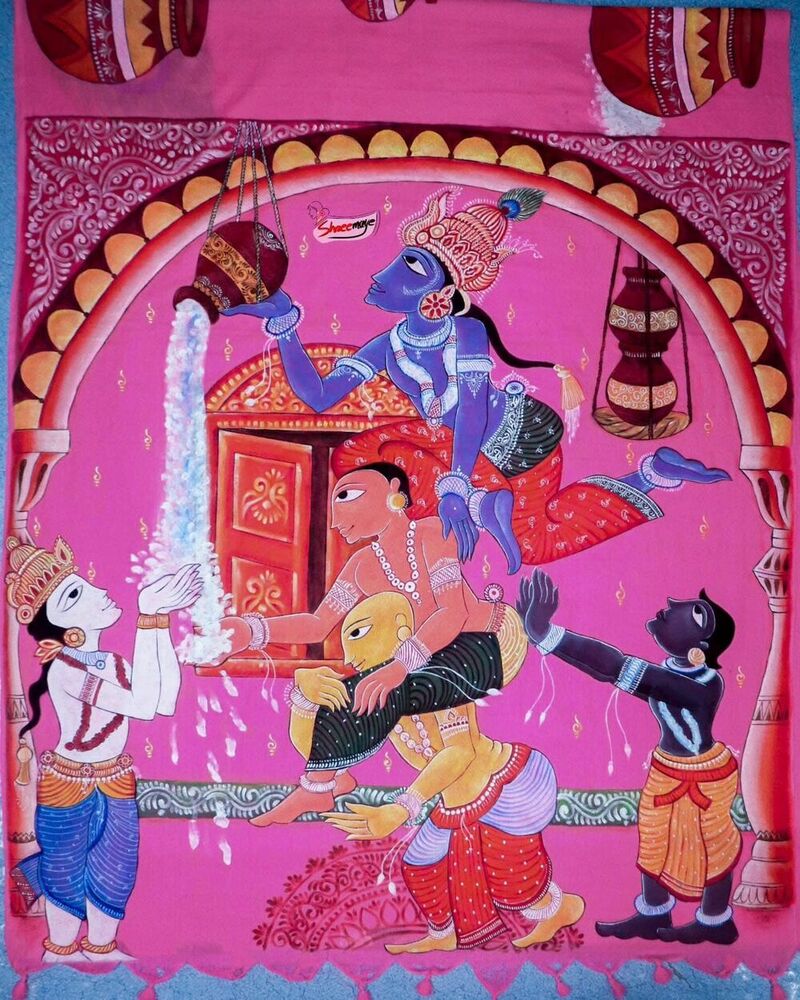 Noni Chor Hand Painted Khadi Saree