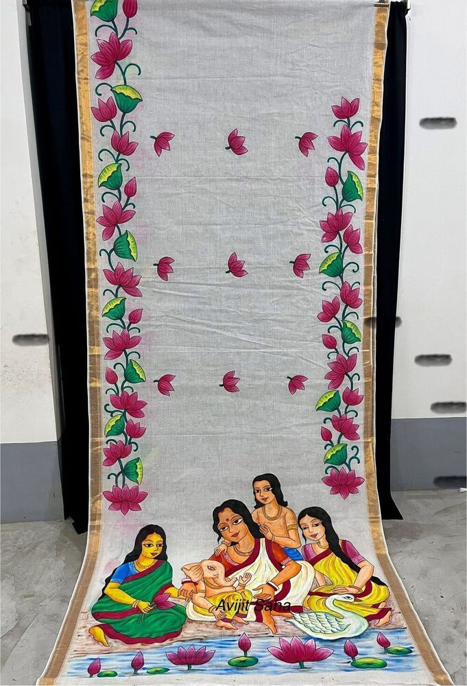 Hand Painted Kerala Cotton Saree