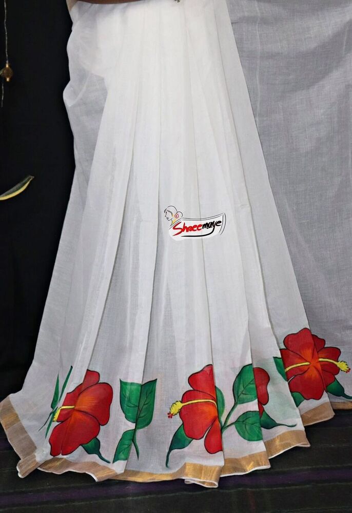 Hand Painted Kerala Cotton Saree