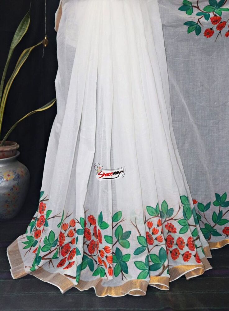 Hand Painted Kerala Cotton Saree