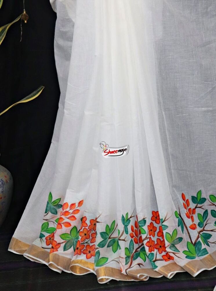 Hand Painted Kerala Cotton Saree