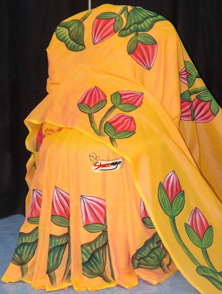 Komol Hand Painted Khadi Saree