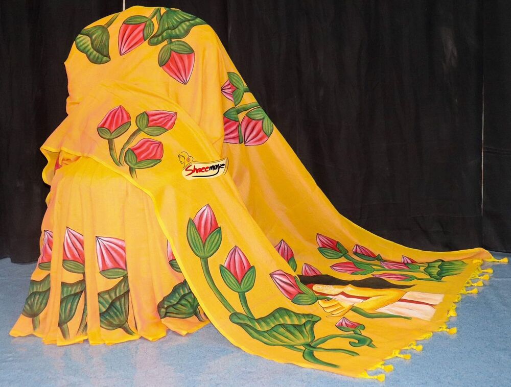 Komol Hand Painted Khadi Saree
