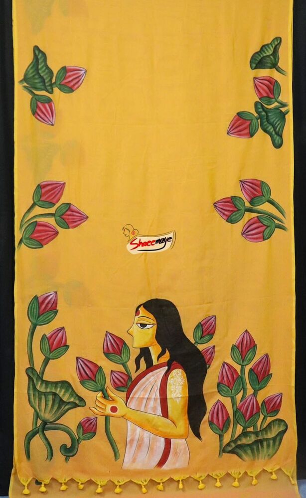 Komol Hand Painted Khadi Saree