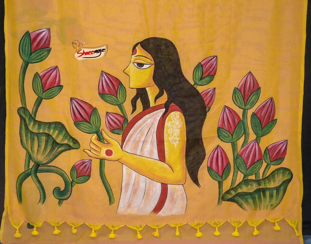 Komol Hand Painted Khadi Saree