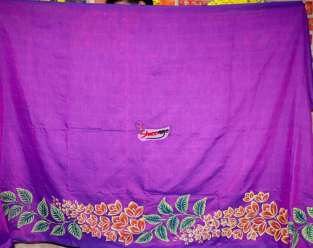 Kagoj Phool Hand Painted Khadi Saree