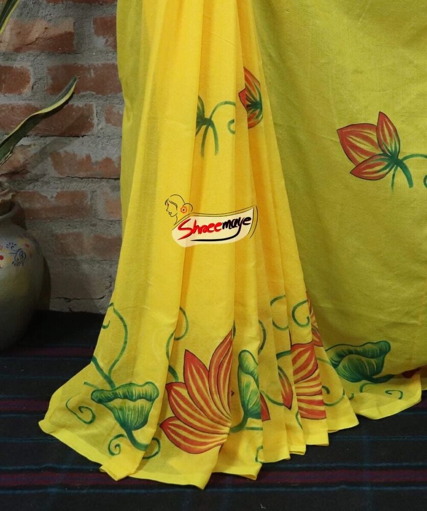 Veena Vadini Hand Painted Khadi Saree