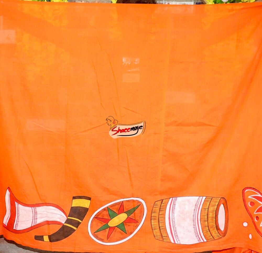 Bihu Hand Painted Khadi Saree