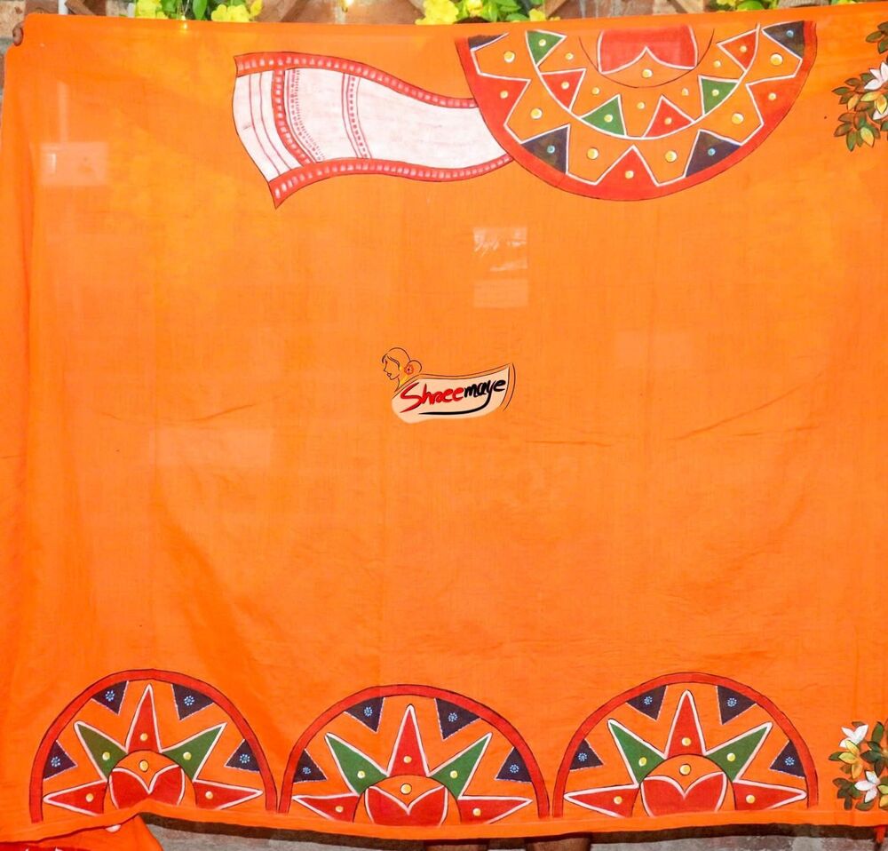 Bihu Hand Painted Khadi Saree