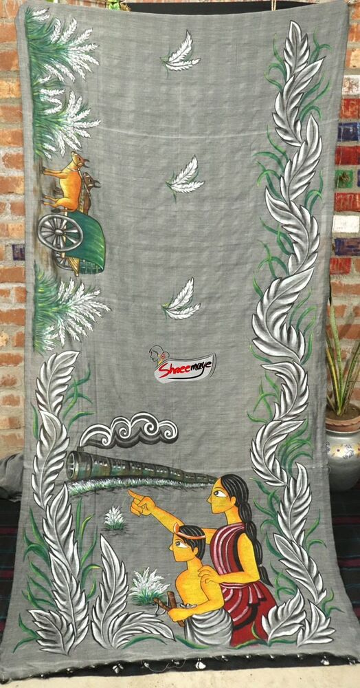 Pothen Panchali Hand painted khadi saree