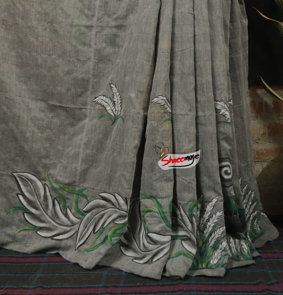 Pothen Panchali Hand painted khadi saree