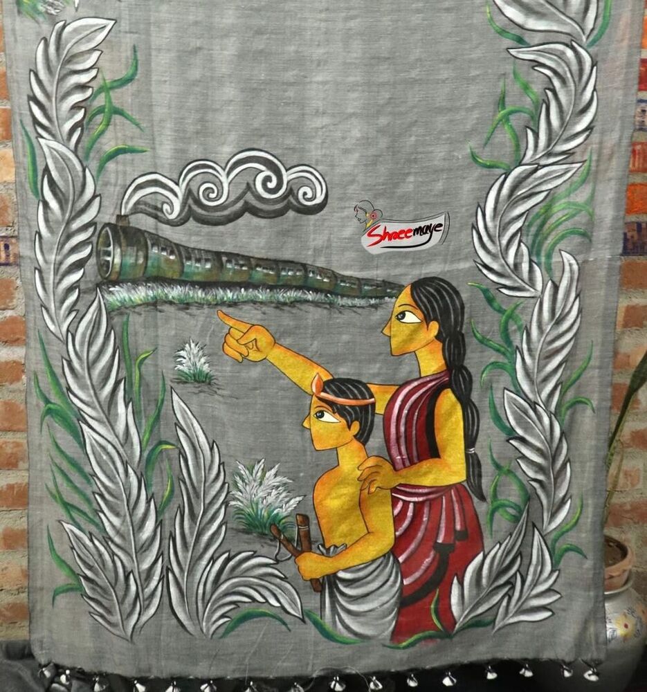 Pothen Panchali Hand painted khadi saree