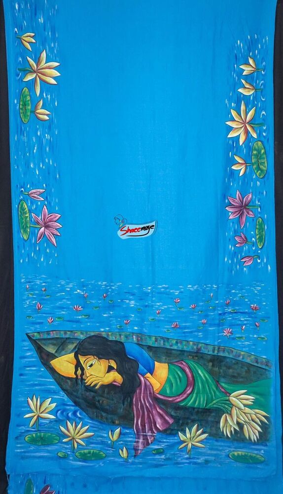 Shaluk Phool Hand Painted Khadi Saree